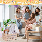 efluky Wooden Baby Shower Crate Closet with Handle,Storage Basket,Baby Clothes Hangers, Newborn Boy Girl Welcome Gift Basket | baby shower gift Safe Smooth Wooden Build Customizable DIY Decor Space