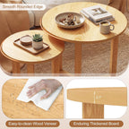 Giantex Round Nesting Coffee Table Set of 2, Wood Nesting End Tables with Thickened Top & Solid Rubber Wood Legs, Farmhouse Sofa Side Table for Small Spaces Living Room Bedroom (Natural)