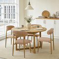 FREKEN Modern Upholstered Dining Chairs Set of 4, Mid-Century Metal Frame with Wood Grain, Linen Fabric Side Chair for Kitchen Dining Room, 350lbs Capacity, Brown