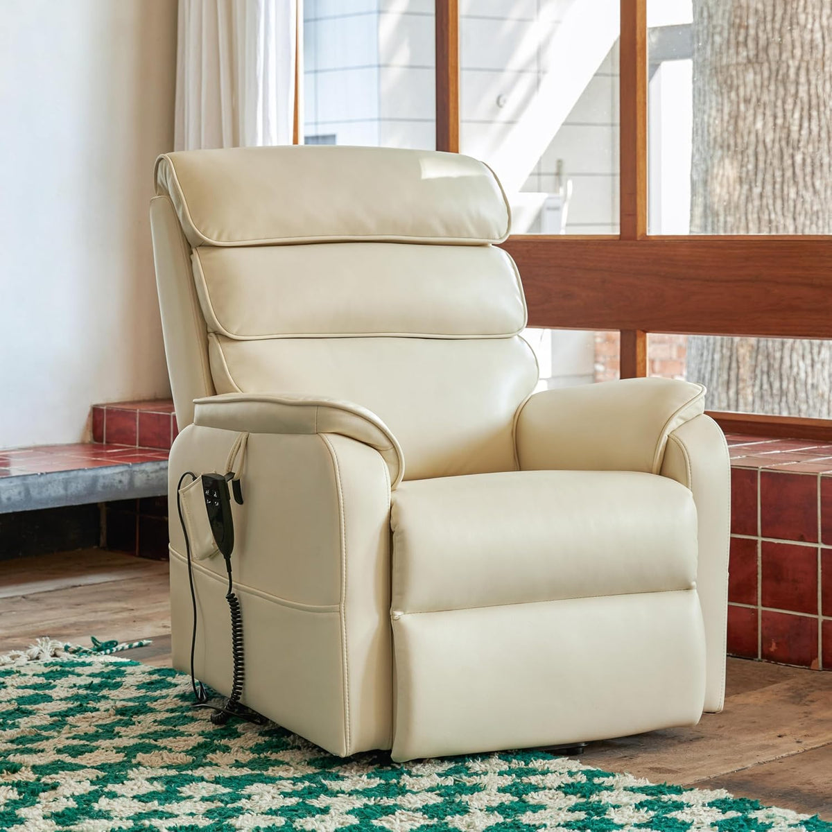 DYNOX Power Lift Recliner Chair for Elderly, Dual Motor Lay Flat Lift Chair with Heat & Massage, 350 LBS Capacity(9188,Faux Leather,Cream)
