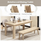 Giantex Dining Table for 4-6, 63" L Large Farmhouse Kitchen Table, Wooden Rectangular Dinner Table for Living Dining Room, Home Office, Dinette, 330LBS Capacity, Natural