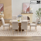 adochr Dining Chairs Set of 2, Linen Armless Parsons Chairs,Beige | Wooden Legs&Tufted Buttons, Upholstered Dining Room Chair for Kitchen/Dining/Living Room
