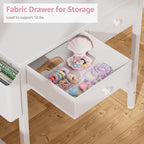 BOLUO Kids Vanity Table and Chair Set, Kids Vanity for Girls with Lights and Mirror, 2 in 1 Kid Vanity Set, Princess Makeup Vanity Desk with Drawers White