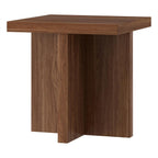 Henn&Hart 22" Scandinavian Wooden Square End Table, Side Table, Nightstand with X-Base for Living Room, Office, Family Room, or Bedroom, Medium Walnut