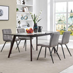 DUHOME Fabric Dining Chairs Set of 4, Black Metal Leg Accent Chairs Grey | Soft fabric upholstered accent chairs, sturdy black metal legs, for living room kitchen vanity reception room