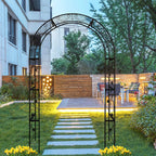 Metal Garden Arch, Garden Arch Trellis for Climbing Plants Outdoor, Garden Arbor for Weddings Party Events Decoration, 58" L X 19" W X 98.4" H, Black