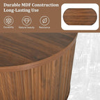 WILLIAMSPACE 47.2'' Lift Top Coffee Table with Hidden Compartment Storage, Modern Wooden Oval Center Table Accent Lift Tabletop Tea Table for Living Room, Walnut