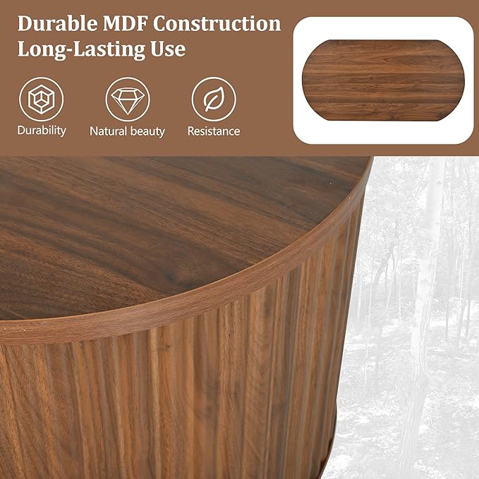 WILLIAMSPACE 47.2'' Lift Top Coffee Table with Hidden Compartment Storage, Modern Wooden Oval Center Table Accent Lift Tabletop Tea Table for Living Room, Walnut