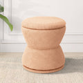 EazeHome Round Ottoman with Storage, Swivel Boucle Ottoman Vanity Stool, Upholstered Footstool with Storage Removable Lid, Modern Round Footrest Coffee Table for Living Room, Dorm, Makeup Room, Coral
