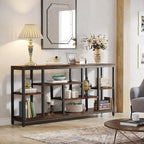 Tribesigns Console Sofa Table, 70.9 inch Extra Long Table Behind Couch with Storage Shelves, 3-Tier Industrial Narrow Entryway Hallway Accent Table for Living Room, Rustic Brown