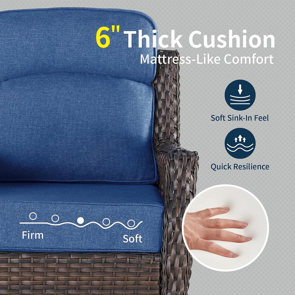 Outdoor Swivel Rocker Chair with 6" Thick Cushions | 6" ultra-thick cushions, 360° smooth swivel & rocking, ergonomic high back, rustproof frame, easy care