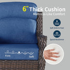 Outdoor Swivel Rocker Chair with 6" Thick Cushions | 6" ultra-thick cushions, 360° smooth swivel & rocking, ergonomic high back, rustproof frame, easy care