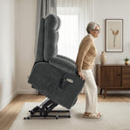 MCombo Power Lift Recliner Chair with Extended Footrest for Elderly People, Fabric 7283 (Dark Gray, Large)