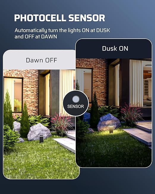 DEWENWILS 60W Low Voltage Transformer with Remote Control, 120V AC to 12V DC, Dusk to Dawn Sensor & Timer, Weatherproof Low Voltage Landscape Transformer for Spotlights, Garden Lights, Pathway Lights