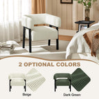 Yaheetech Accent Living Room Chair with Pocket Coiled Seat Set of 1 | Sofa Armchair | Barrel Chair | Corduroy | Comfy | Modern | Small Space | Bedroom | Reading | Beige