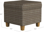 Homepop Home Decor Classic Square Storage Ottoman with Lift Off Lid | Ottoman with Storage for Living Room & Bedroom, Brown Window Pane Fabric