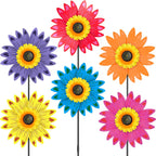 6PCS Sunflower Wind Spinners with Stakes 14" W x 29" H Wind Spinners Lawn Pinwheel Sunflower Windmill Outdoor Multicolor Pinwheels for Yard Decoration