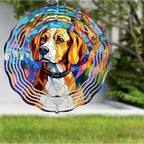 Beagle Dog Wind Spinners Outdoor Dog Memorial Gifts, 3D Metal Kinetic Hanging Garden Wind Spinner, Spinner Decor, Wind Sculptures for Outdoor & Indoor, Window, Yard Decor (Beagle 1)