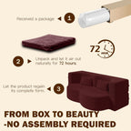 JOYBASE 78in Sofa Couch Convertible Oversized Cloud Loveseat Minimalist Sleeper Sofa Bed for Living Room, Apartment, Office, No Assembly Required (Wine Red)
