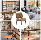 MALOL Leather Dining Chairs Set of 6, Modern Upholstered Dining Room Kitchen Chairs with Metal Legs and Wooden Back Support for Home Dining Room/Restaurant, Light Brown