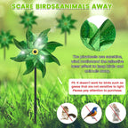 10 PCS Reflective Pinwheels for Yard and Garden Bird Devices Pre-Installed Sparkly Wind Spinner Deterrent to Scare Birds Away from Yard Patio Farm (Green)