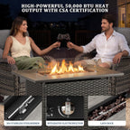 Luxury Swivel Rocker Chairs Fire Pit Set with 6" Thick Cushion 7 piece Wicker Outdoor Patio Chair with Sofa and Ottoman,Comfortable High Back Outdoor Patio Furniture Set - Gery | Gery