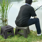 cdar Heavy Duty Plastic Folding Stool 400Lbs Capacity – Collapsible Step Stool with Non-Slip Base & Portable Handle for Camping, Kitchen, Fishing (10.43"x8.58" Foldable) Black