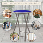 Lavish Home Portable Folding Stool with Backless Seat Set of 4, Blue, 18” | Compact Counter Bar Stools with 225lb Capacity, Collapsible Stools for Kitchen, Dorm, RV, Camping, Rec Room or Extra Seating