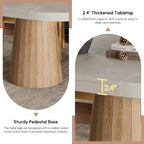 homary Extendable Dining Table for 6 Round to Oval 39"-55", Solid Wood Kitchen Table for 4-6 People, Space-Saving Design for Small Spaces & Family Gatherings