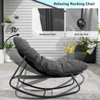 Outdoor & Indoor Oversized Rocking Chairs Set of 2 with Thick Cushions | Metal Frame, Papasan Style, Great for Living Room, Patio, Porch, Garden, Backyard