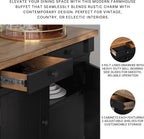 Signature Design by Ashley Wildenauer Buffet Cabinet, Modern Farmhouse Two-Tone Design, Hardwood Solids, Mango Wood Veneer and MDF Substrate, Sideboard Storage for Dining Rooms, Black & Brown, 59" W