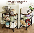 itchen Rolling Cart, 3-Tier Microwave Stand with Lockable Wheels, One-Piece Shelf, Kitchen Utility Storage Cart for Coffee Bar,Apartment, Dorm, Laundry Room, Office, 23.6" x 15.7" x 27.6", Brown