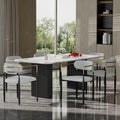 Baysitone Dining Chairs Set of 6 Mid-Century Modern Upholstered Boucle Dining Room Chairs Open Back Curved Backrest Black Metal Legs Gold Armchairs for Kitchen Living Room, Gray(Only Chairs)