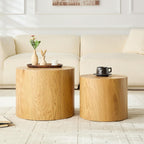 Nesting Coffee Table Set of 2, Modern Round Coffee Table, Accent Side Tables for Small Spaces Living Room Office,Wood