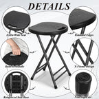 Novabright 6 Pack Portable Folding Stool with Handle, Sturdy Round Collapsible Chair, 18.9 Inch Thickened Steel Frame, Indoor and Outdoor Seating for Adults, Black
