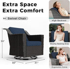 Outdoor Furniture Swivel Chair, Patio Glider Wicker Rocker Seating with Cushions for Porch Deck Balcony (Blue)
