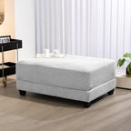 Corduroy Ottoman for Sectional Sofa, Modular Footrest with Wooden Legs, 43.7 x 29.1 x 18.5 Inches, Convertible Furniture for Living Room,Gray