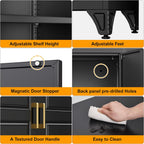 75" Tall Metal Storage Cabinet, Kitchen Pantry Storage Cabinets with Doors and 4 Shelves, Black Pantry Cabinet, Utility Kitchen Cupboard, Large Steel Cabinets for Dining, Office, Living Room