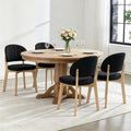 Modern Fabric Upholstered Dining Chairs Set of 4, Farmhouse Curved Back Armless Accent Chairs with Solid Oak Wood Legs, Walnut Kitchen Side Chairs for Dining Room, Bedroom/Restaurant, Black
