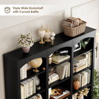 FACBOTALL 71" Triple Wide Bookshelf, 6 Tier Large Arch Black Bookcase