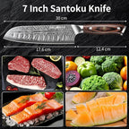 Plys Sharp Santoku Knife for Kitchen: Japanese 7 Inch Professional Chef Knives Stainless Steel Sharp Cutting Meat Cooking Cleaver