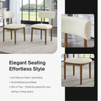 Roundhill Furniture Ellis Boucle Upholstered Dining Chairs, Set of 2, White/Natural Oak