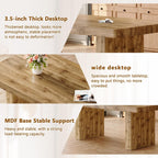 gopop Rustic Modern 79" Rectangular Dining Table, Solid Wood Farmhouse Kitchen Table with Sturdy Legs, Wooden Dining Room Table for 6–10 People