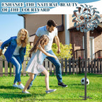 360° Wind Spinners Outdoor, Wind Sculptures Windmill with Metal Stake, Kinetic Large Metal Yard Art Decor Spinners Pinwheels for Garden Outside Patio Lawn, 63.2 * 13.2"