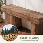 Solid Wood Bench, 47” Farmhouse Entryway Bench with Thickened Seat & Artistic Legs, Heavy Duty Indoor Bench for Bedroom, Hallway, Living Room, Indoor, Porch, Natural