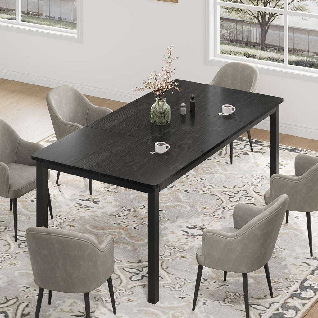 79 Inch Industrial Dining Table for 4-6 Person Rectangle Kitchen Table with Metal Legs,Round Corners, Writing Desk, for Modern Farmhouse, for Kitchen, Dining Room,Quick Assembly, Wood