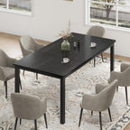 79 Inch Industrial Dining Table for 4-6 Person Rectangle Kitchen Table with Metal Legs,Round Corners, Writing Desk, for Modern Farmhouse, for Kitchen, Dining Room,Quick Assembly, Wood