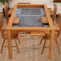 63" Solid Wood Board Game Table for Gaming/Dining, Removable Top | Gaming Table for 4–6 Players with 54" x 30.7" Play Area, Neoprene Play Mat, Leaf Storage Rack, 6 Cup Holders & Trays, Nature