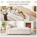 68.9" Chaise Lounge Chair Indoor with Left Facing, Chenille Beige | 2 Throw Pillows, Comfy Reading Chair, Oversized Upholstered Sleeper Chair for Living Room, Bedroom, Apartment