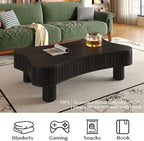 42.5'' Modern Lift Top Coffee Table for Living Room, Solid Wood Center Table, Fluted Panel Design, Storage Compartments, 42.5x27.2 Inch Surface, Hydraulic Lift Mechanism, Easy Assembly (Black)